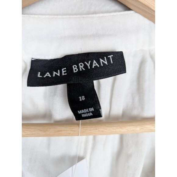 Lane Bryant Blouse Womens 18 Embroidered Boho Peasant Top Long Sleeve Tassel - Picture 4 of 11